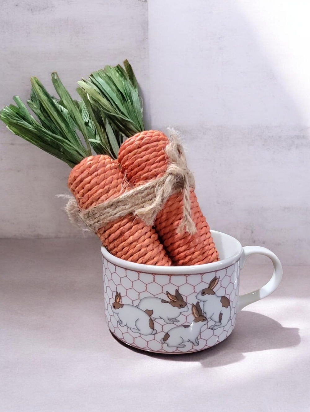 Vintage Japanese Takahashi San Francisco Soup Mug Rabbit Motif With Chicken Wire